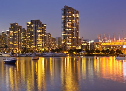 night view of Vancouver, BC